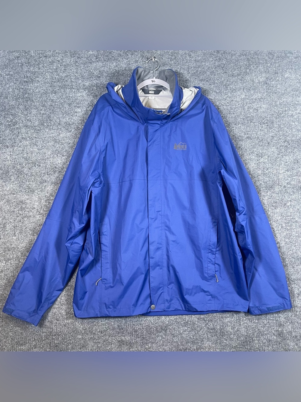 REI CoOp Peak 2.5L Waterproof Rain Jacket‎ Mens XXL Blue Hooded Hiking Gorpcore